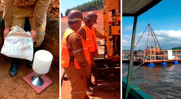 Equipe realizando ensaios de campo